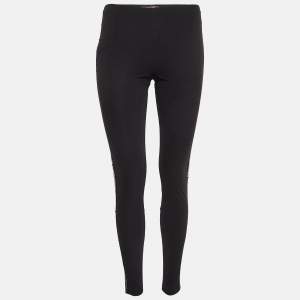 Roberto Cavalli Black Sequin Jersey Leggings M