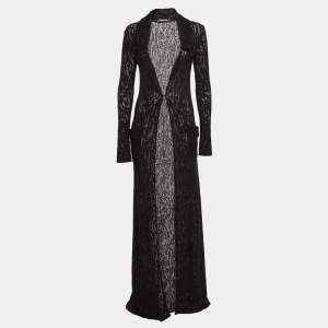 Roberto Cavalli Black Lurex Knit Sheer Long Cardigan S