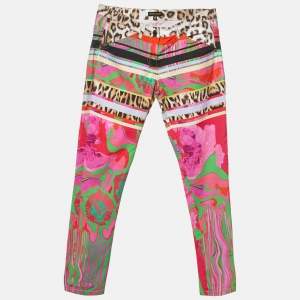 Pre Owned Roberto Cavalli Multicolor Printed Cotton Blend Capri Pants S