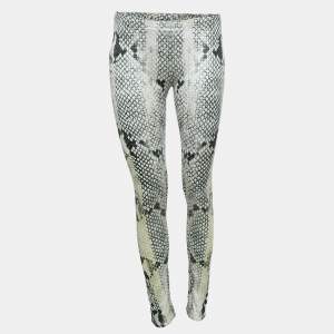 Roberto Cavalli Multicolor Snake Print Jersey Leggings L
