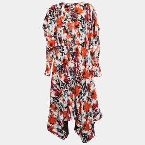 Roberto Cavalli Multicolor Silk Asymmetric Midi Dress M