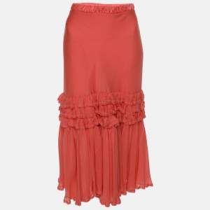 Roberto Cavalli Pink Silk Maxi Skirt S