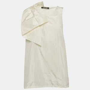 Roberto Cavalli Cream Silk Bow Detail Sleeveless Top M
