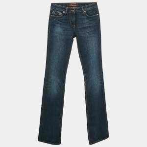Roberto Cavalli Blue Denim Sequin Detail Pocket Wide Leg Jeans S Waist 27"