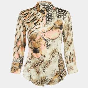 Roberto Cavalli Multicolor Printed Silk Shirt XS
