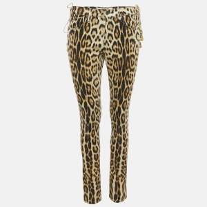 Roberto Cavalli Brown Leopard Print Denim Jeans S Waist 28"
