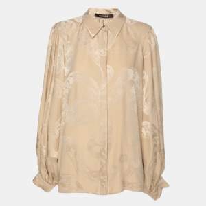 Roberto Cavalli Beige Silk Shirt XL