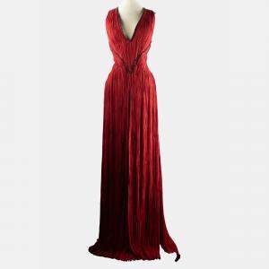 Roberto Cavalli Burgundy Sleeveless Maxi Dress IT 40