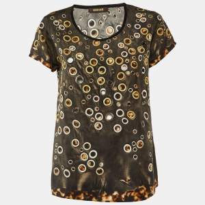 Pre Owned Roberto Cavalli Brown Eyelet Detail Top S
