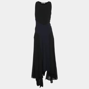 Roberto Cavalli Black/Blue Crepe Sleeveless Dress XL