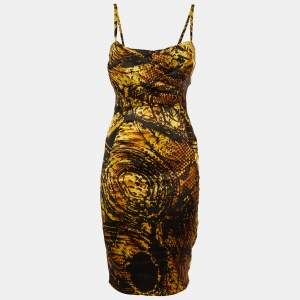 Roberto Cavalli Multicolor Animal Printed Satin Pleated Sleeveless Mini Dress M