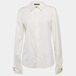 Roberto Cavalli Cream Cotton Long Sleeve Shirt L
