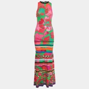 Roberto Cavalli Multicolor Printed Jersey Maxi Dress S