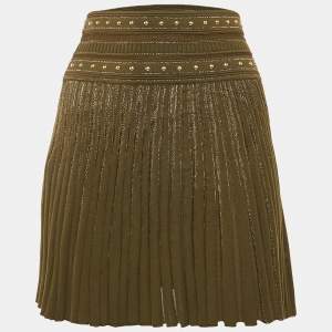 Roberto Cavalli Green Wool Blend Pleated Mini Skirt S