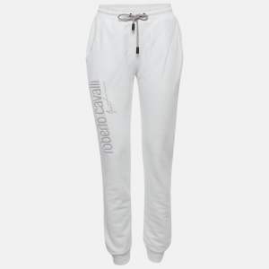 Roberto Cavalli Sport White Logo Print Cotton Joggers M