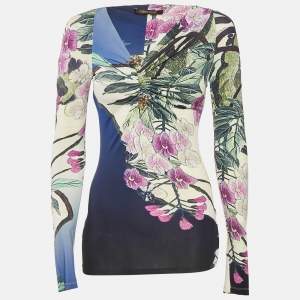Roberto Cavalli Multicolor Printed Jersey Long Sleeve Top S