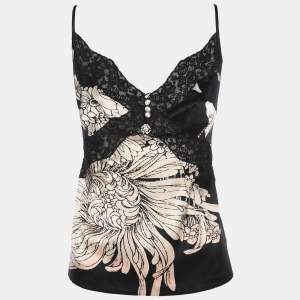 Roberto Cavalli Multicolor Floral Print Stretch Silk Camisole Tops M