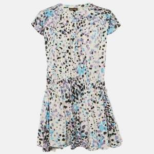 Pre Owned Roberto Cavalli Kids White Printed Cotton Flared Dress L (14-16 Yrs)