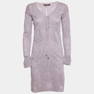 Pre Owned Roberto Cavalli Lavender Knit Mini Dress S 