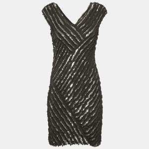 مملوكة مسبقًا  Roberto Cavalli Black Silk Sequin Mini Dress M