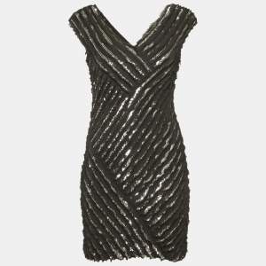 مملوكة مسبقًا Roberto Cavalli Black Silk Sequin Mini Dress S