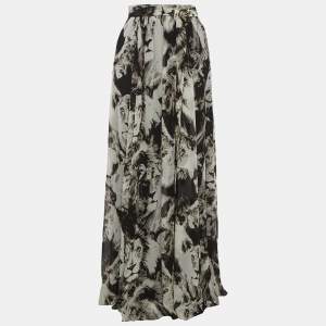 مملوكة مسبقًا Roberto Cavalli Black/White Print Silk Maxi Skirt S