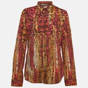 مملوكة مسبقًا Roberto Cavalli Multicolour Abstract Print Cotton Long Sleeve Shirt S