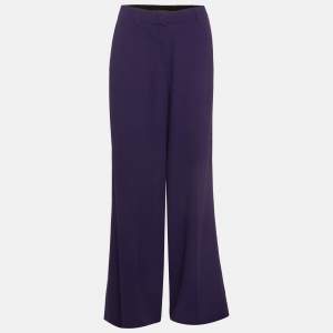 مملوكة مسبقًا Roberto Cavalli Purple Crepe Wide-Leg Trousers M