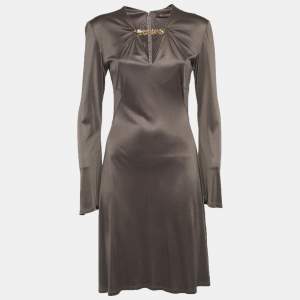 مملوكة مسبقًا Roberto Cavalli Grey Jersey Ruched Mini Dress M