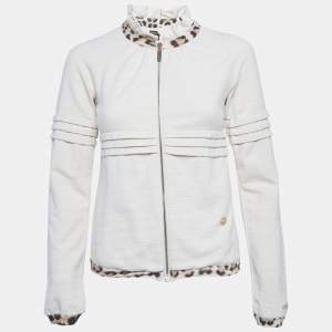 مملوكة مسبقًا Roberto Cavalli Beige Cotton Zip-Up Jacket XS
