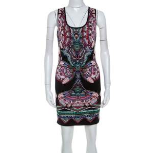 Roberto Cavalli Multicolor Lurex Jacquard Knit Sleeveless Dress S