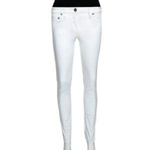 Pre Owned Roberto Cavalli White Denim Logo Embroidered Skinny Jeans S 