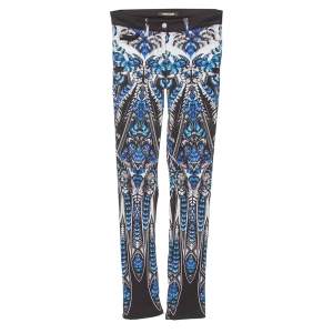 Roberto Cavalli Blue Cotton Printed Flared Bottom Jeans S