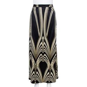 Pre Owned Roberto Cavalli Multicolor Print Silk Flared Skirt M