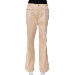 Pre Owned Roberto Cavalli Beige Cotton Bootcut Trousers L