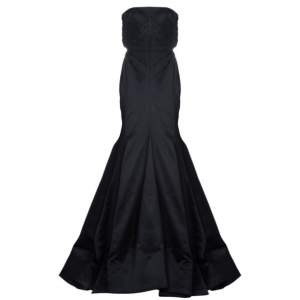 Pre Owned Roberto Cavalli Black Silk Evening Gown M