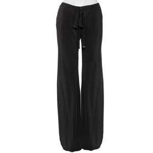 Pre Owned Roberto Cavalli Black Silk Belted Harem Pants S