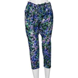 Roberto Cavalli Multicolored Printed Crepe Draped Pants S
