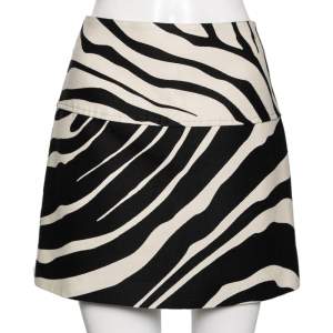 Pre Owned Roberto Cavalli Monochrome Patterned Cotton Short Skirt M