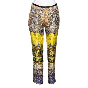 Pre Owned بنطلون روبيرتو كافاللي حرير طباعة موردة متعدد الألوان مقاس وسط ( ميديوم )