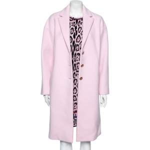 Roberto Cavalli Pink Leopard Print Knitted Dress & Cashmere Coat Set M