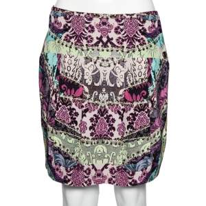 Roberto Cavalli Multicolor Printed Silk Mini Skirt M