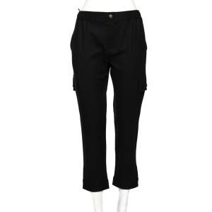 Pre Owned Roberto Cavalli Black Wool Pocket Detailed Cropped Pants M
