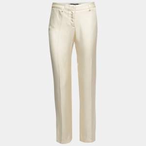 Roberto Cavalli Cream Silk  Trousers S