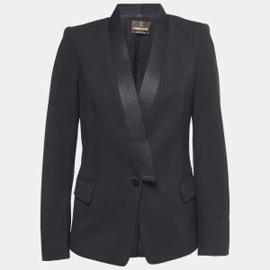 Pre Owned Roberto Cavalli Black Wool Single- Breasted Blazer M