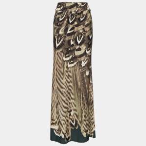 Roberto Cavalli Multicolor Printed Jersey Elastic Waist Maxi Skirt L