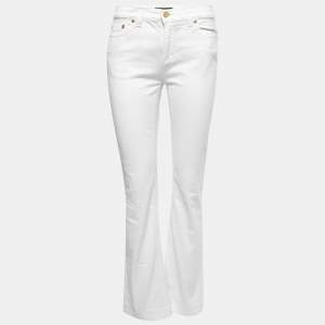 Pre Owned Roberto Cavalli White Denim Flared Jeans L Waist 30"