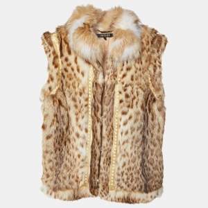 Roberto Cavalli Brown Fur Sleeveless Gilet M