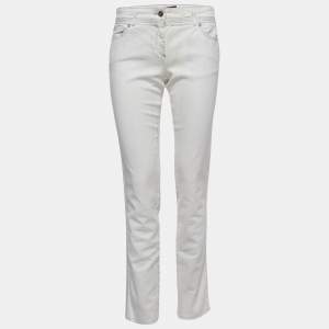 Roberto Cavalli White Patterned Denim Stitch Detailed  Jeans M Waist 30"