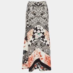 Roberto Cavalli Multicolor Floral Print Jersey Flared Maxi Skirt S